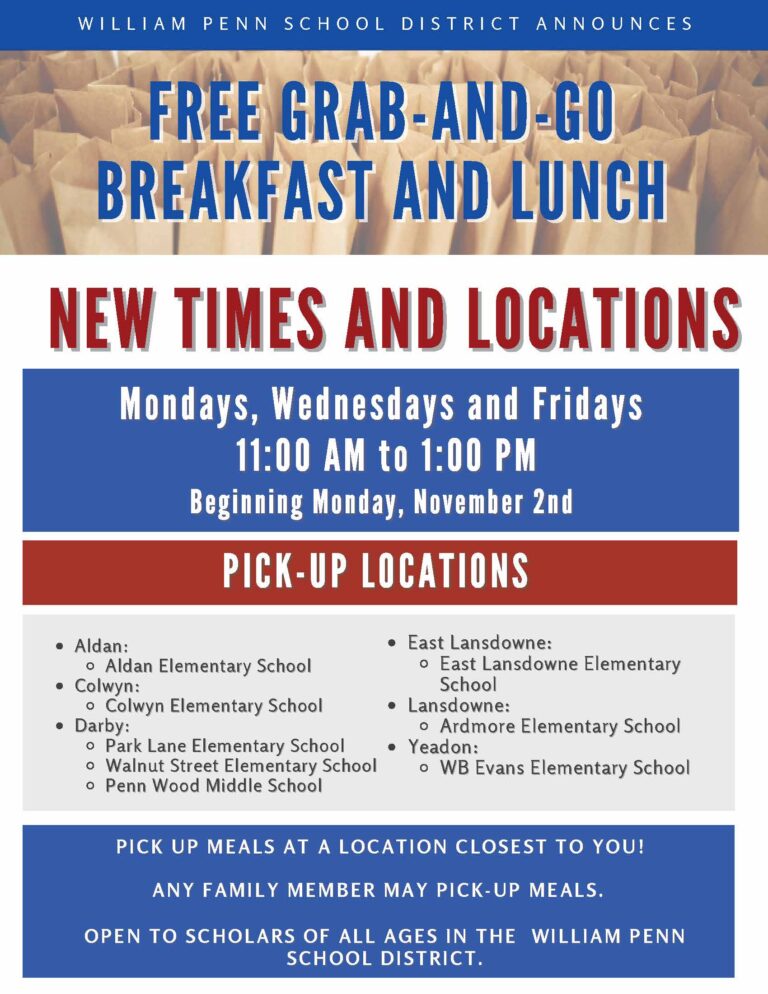 William Penn School District Free Grab-n-Go Meals – New Dates and ...