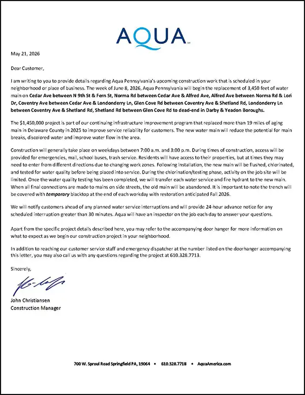 Aqua PA letter 