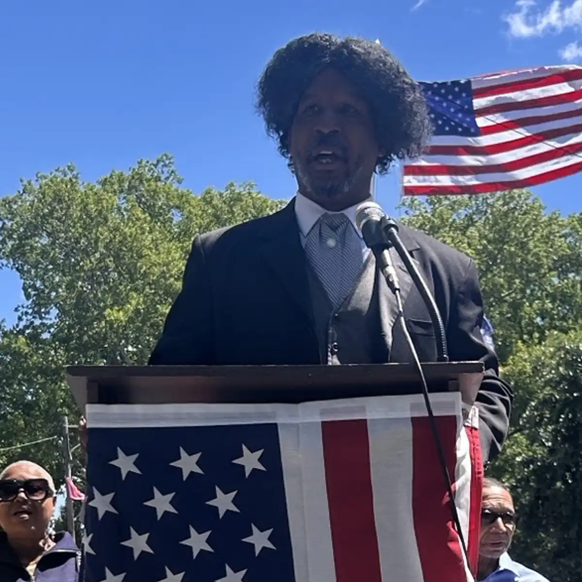 Freedom Day closeup shot of speaker at podium